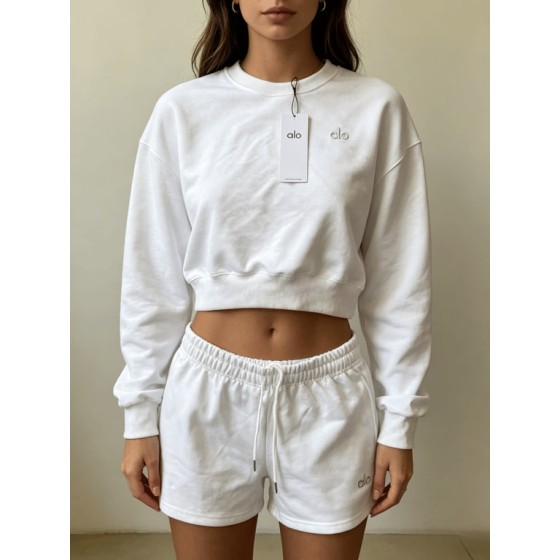 Women's ALO Short Crew Neck Suit (White)
